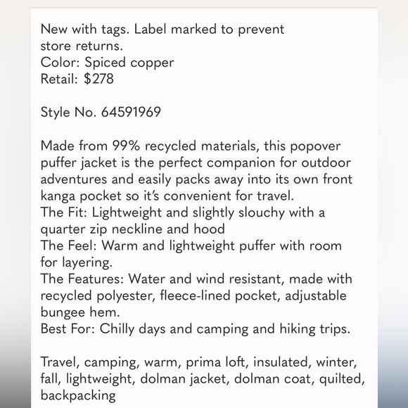 NWT Free People FP Movement Riley Recycled Popover Packable Puffer Hoodie Large - Picture 4 of 16